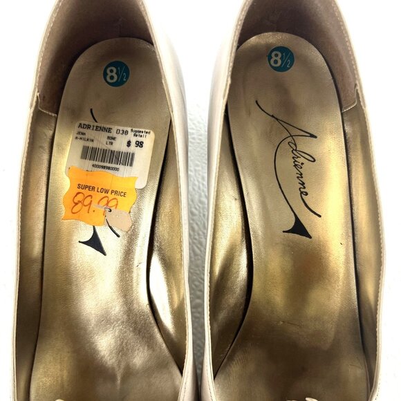 Adrienne 8.5 Womens Bone Leather Heels With Floral Embellishments & Gold Accents - Picture 10 of 16